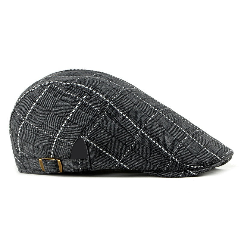 Mens Retro British Gingham Peaked Cap