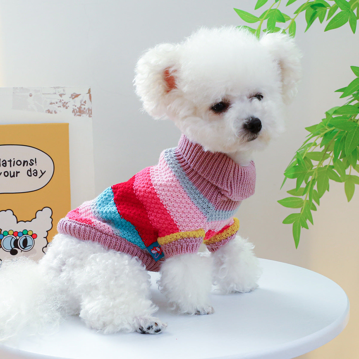 Pet Ring Comfortable Color Stripes Colorful Sweater