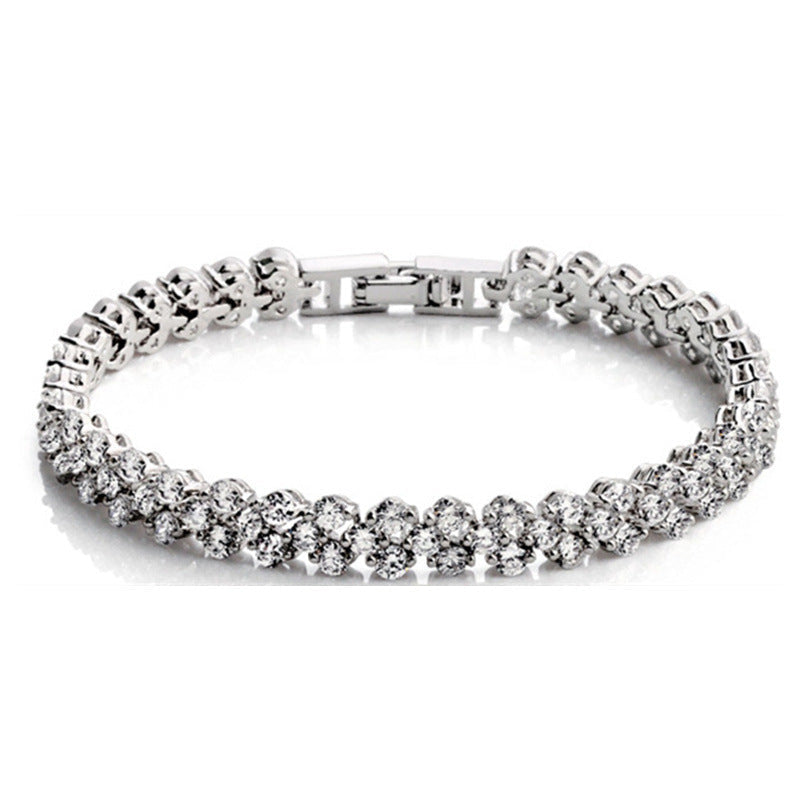 White Gold Plated Multi-Diamond Bracelet