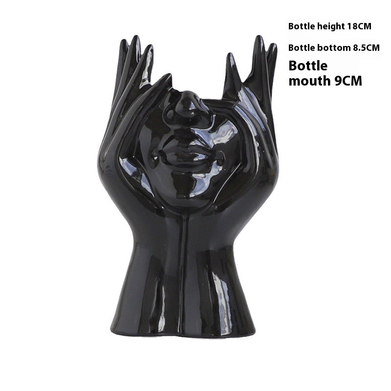 Nordic Style Body Art Black Ceramic Vase Ornament