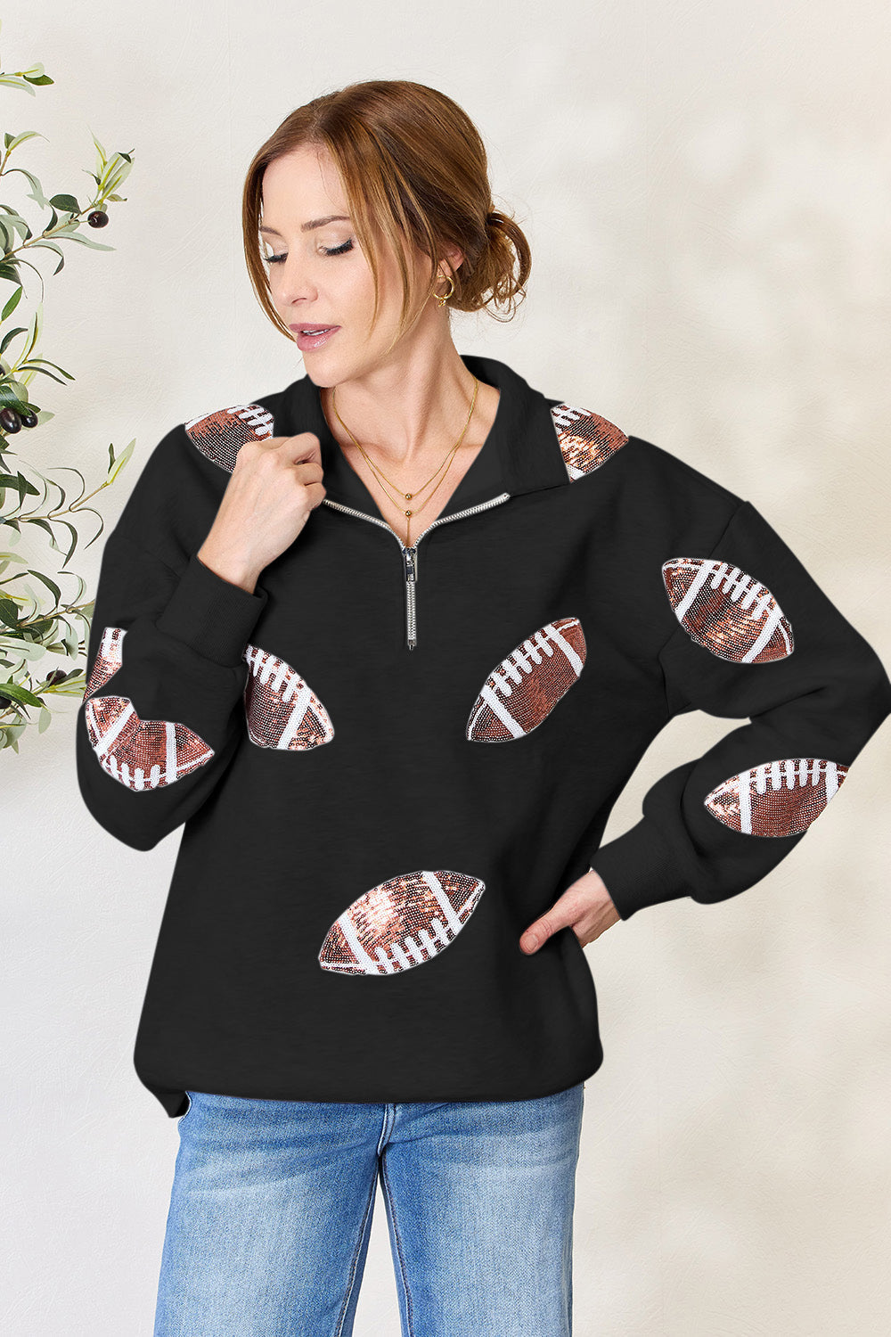 Back-to-School Sequin Football Sweatshirt