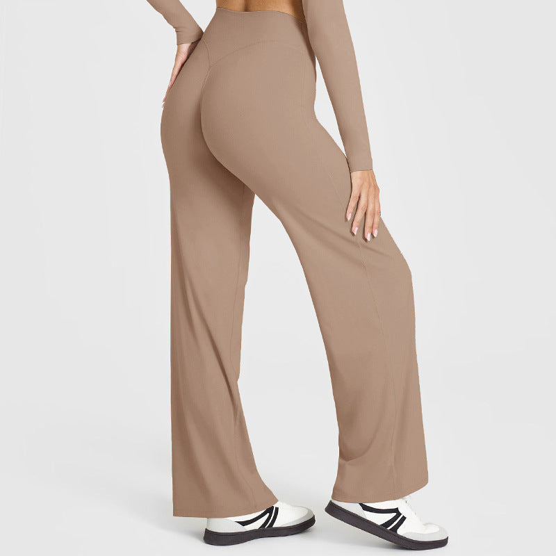 Loose Straight-leg Yoga Pants That Create A Slimming High-waisted Look