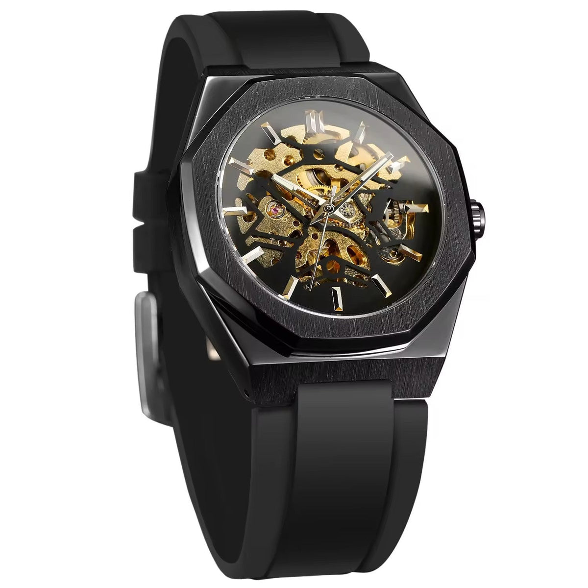 Automatic Mechanical Watch With A Rubber Strap