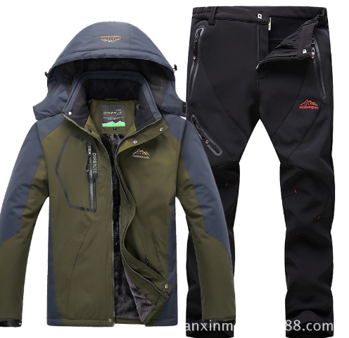Men's Winter Waterproof Fleece Lined Outdoor Jacket Set
