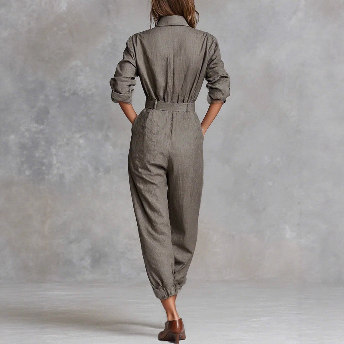 New Women's Long-sleeved Lapel Jumpsuit Women