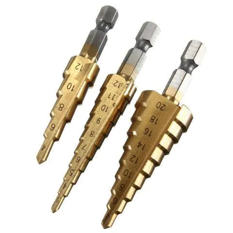 Style Loft Collection ToolStyle Titanium Coated 3-20mm Step Drill Set with Hex Handle