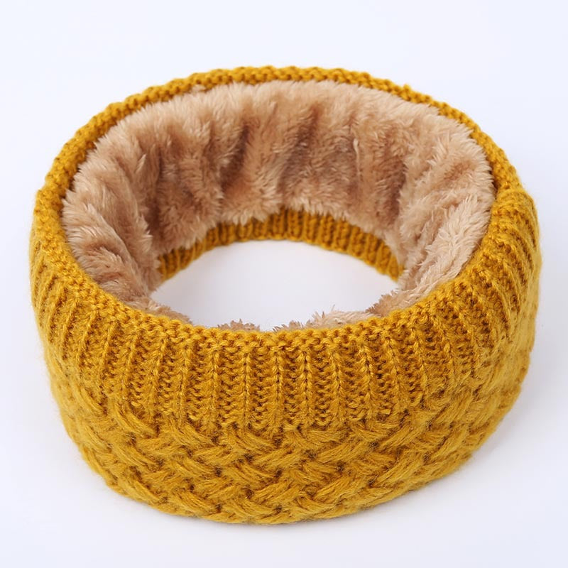 Winter warm men and women bib solid color wool knit plus velvet thick collar European and American scarves
