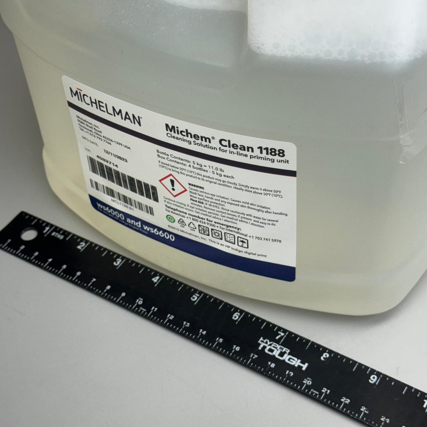 MICHELMAN Michem Clean 1188 WS6000 and WS6600 9 1/2”Hx8”Lx5”W White Bottle