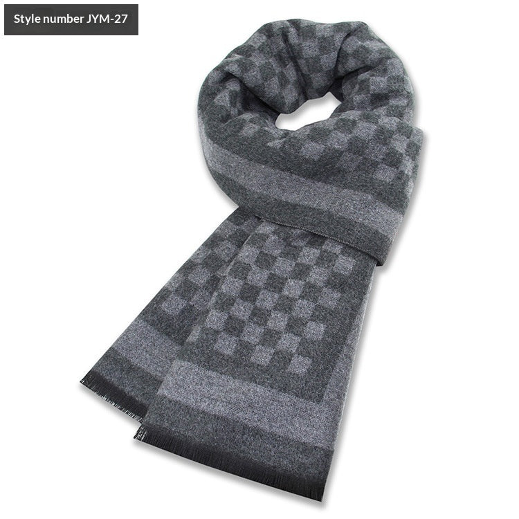 Mens Wool-Blend Plaid Scarf Winter Warmth & Extra Thickness