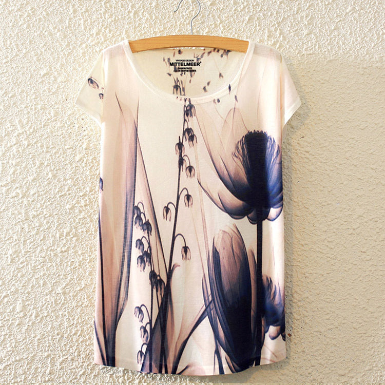 New Fashion Summer Harajuku Animal Cat Print Shirt O-Neck Short Sleeve T Shirt Women Tops White T-shirt
