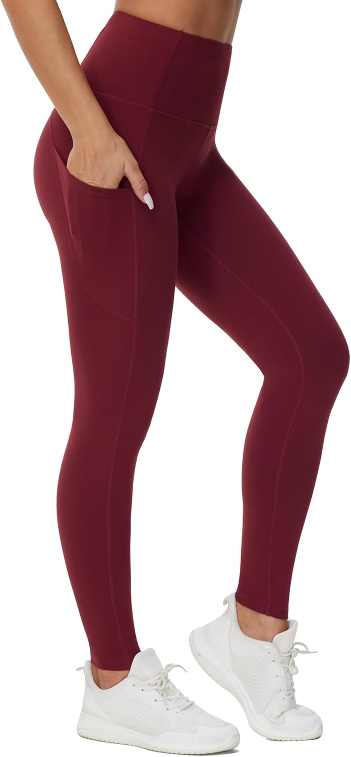 Women's High Waisted Yoga Leggings with Pockets - Thick Tummy Control Workout Pants