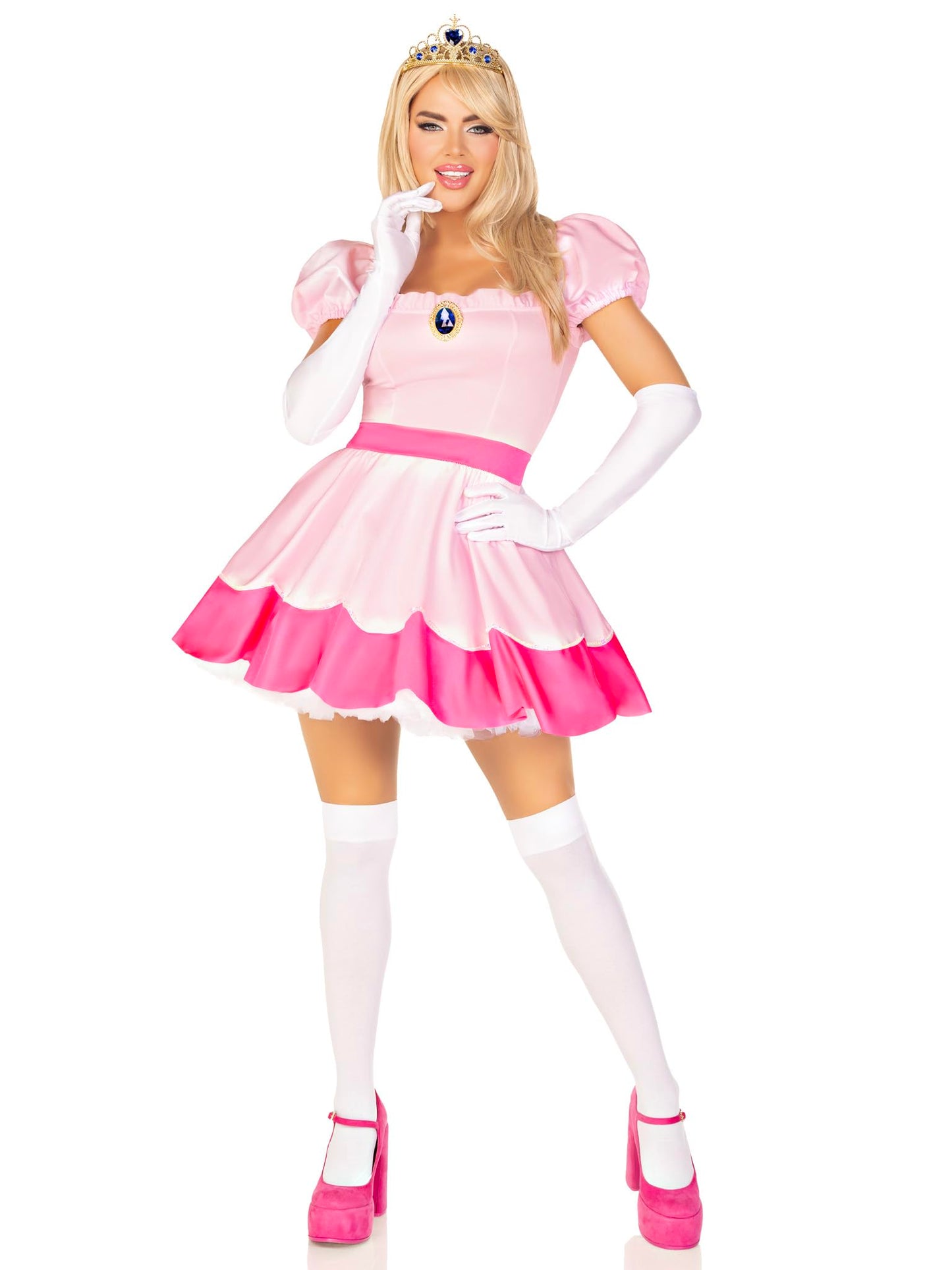 Princess Costume for Women - 3 Piece Jeweled Dress with Crown and Gloves