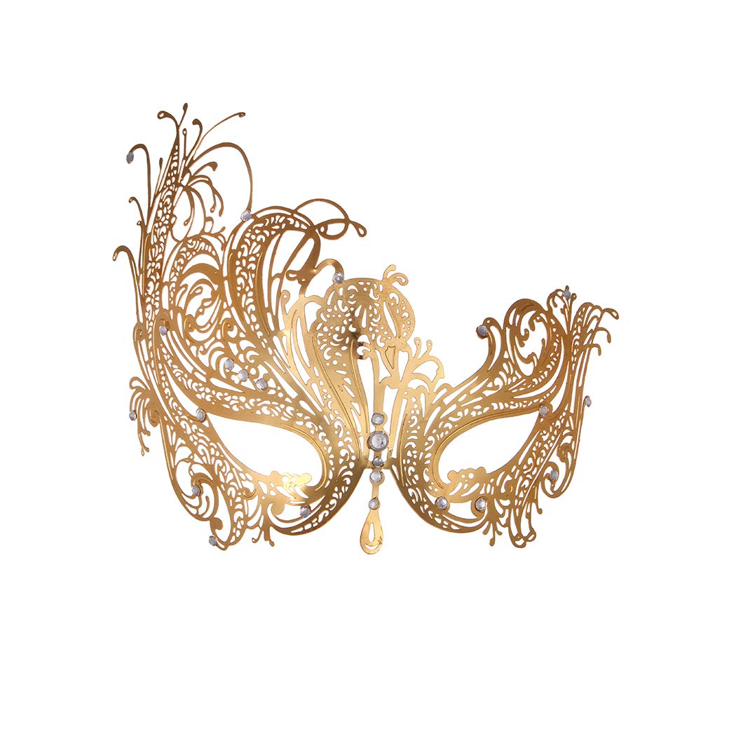 Rhinestone Metal Masquerade Mask for Women - Venetian Party Mask - Elegant Prom Ball Costume Accessory