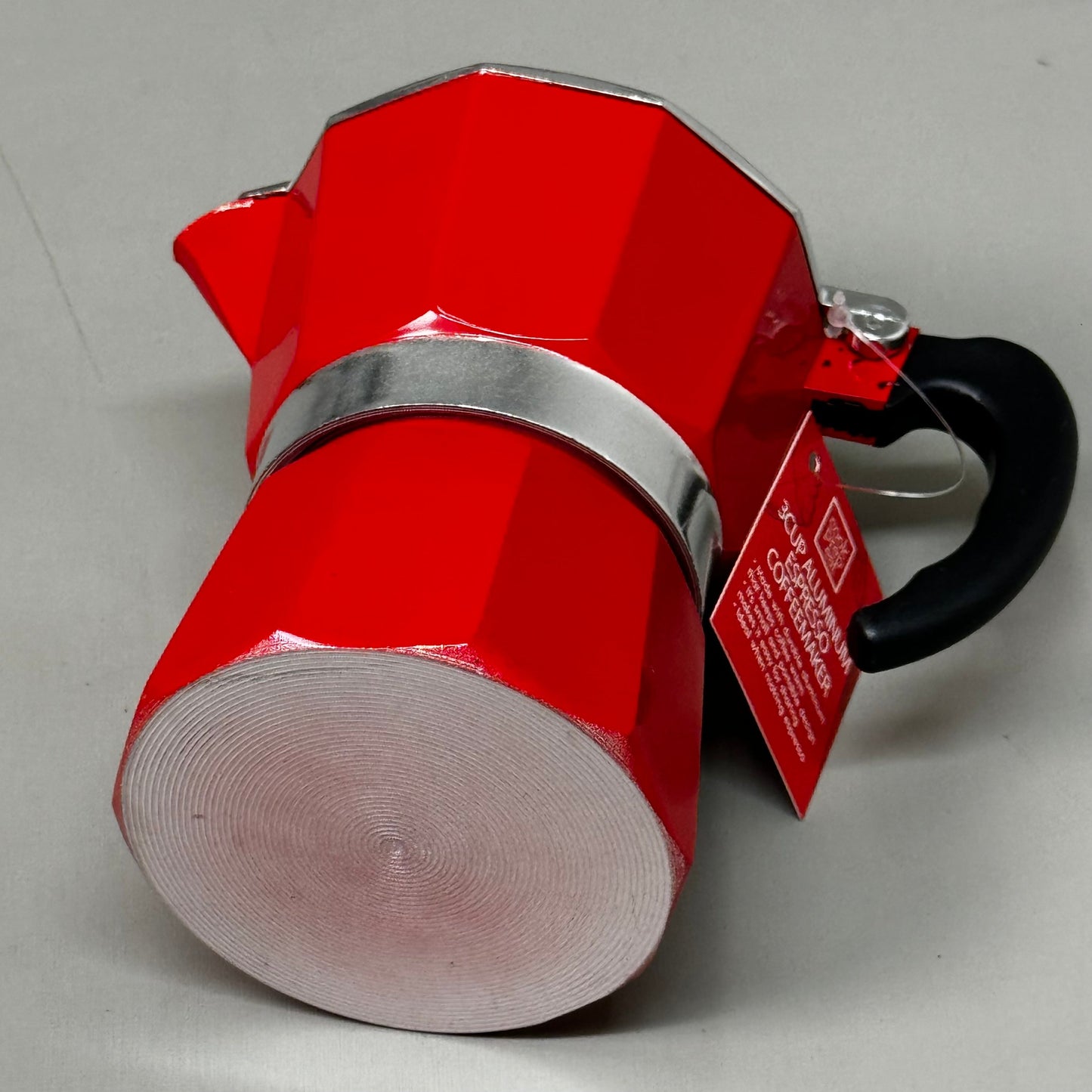COOK PREP EAT Aluminum Espresso Coffee Stay Cool Handle 3-Cup Capacity Red 33122