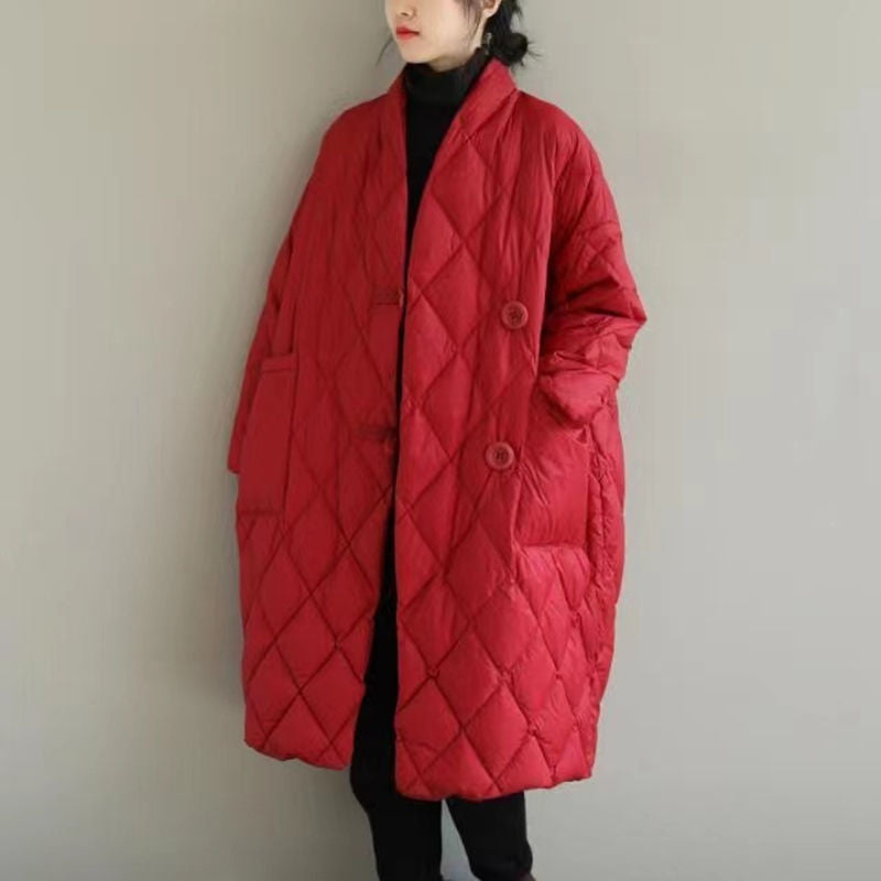Plus Size Lightweight Down Cotton Coat Jacket Winter Long Below The Knee Loose Thick Bread Coat