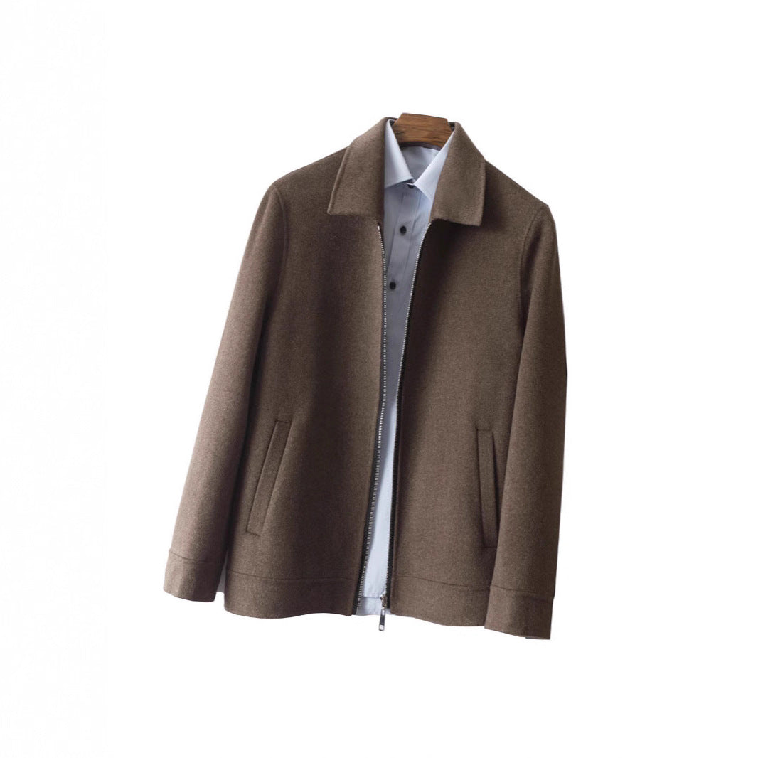 Wool Mid-Aged Business Short Lapel Wool Jacket