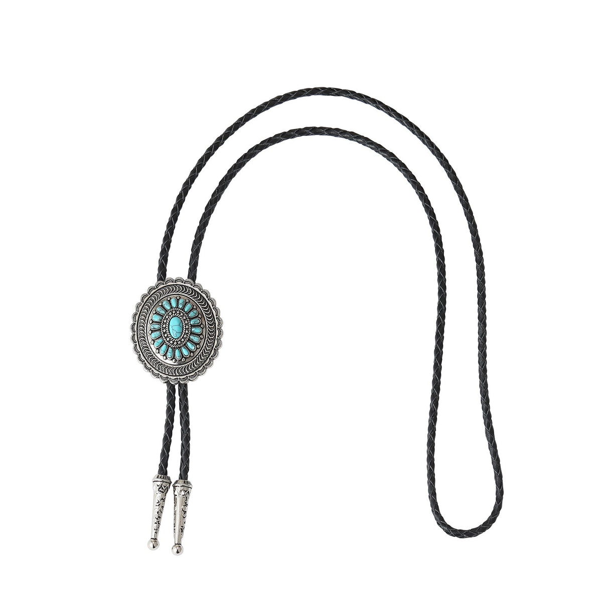American Indian Western Style Turquoise Carved Bolo Tie