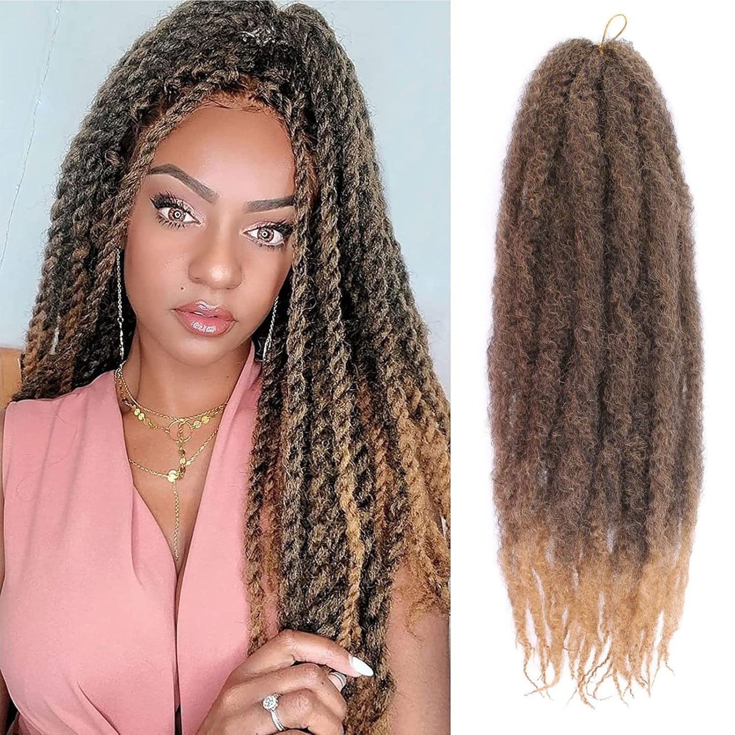 18 Inch Marley Hair for Braids | Afro Kinky Ombre | 30 Strands per Pack