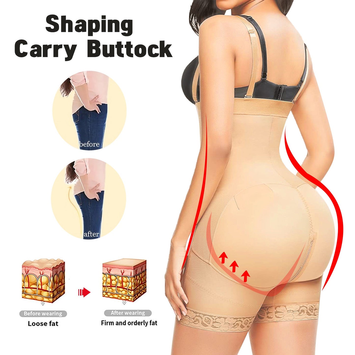 Adjustable seamless high waisted beauty pants with zipper waist cinching body shaping and gathering jumpsuit