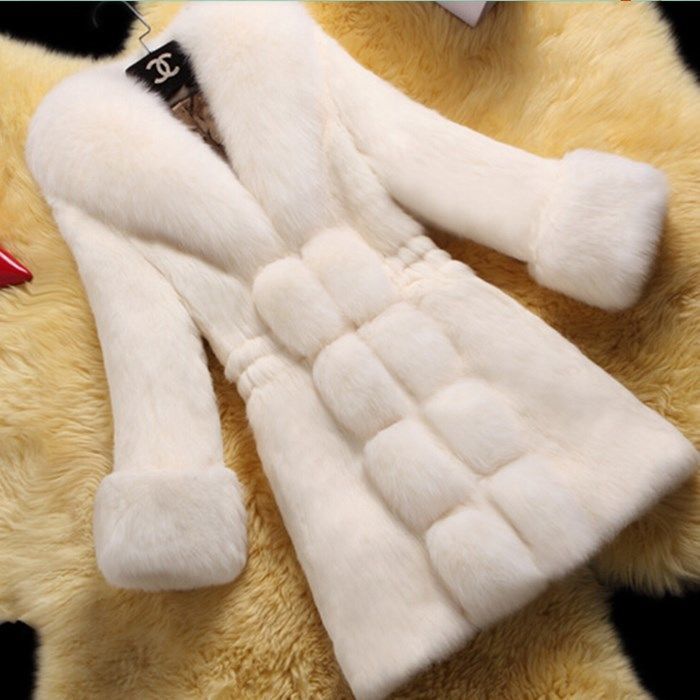 High-end Female Rabbit Fur Coat In The Long Section Of The Oversized Fox Fur Collar Coat New Fur