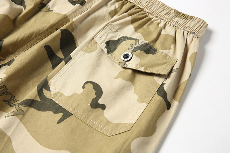 Mens Loose Multi-Pocket Cargo Shorts In Pure Cotton