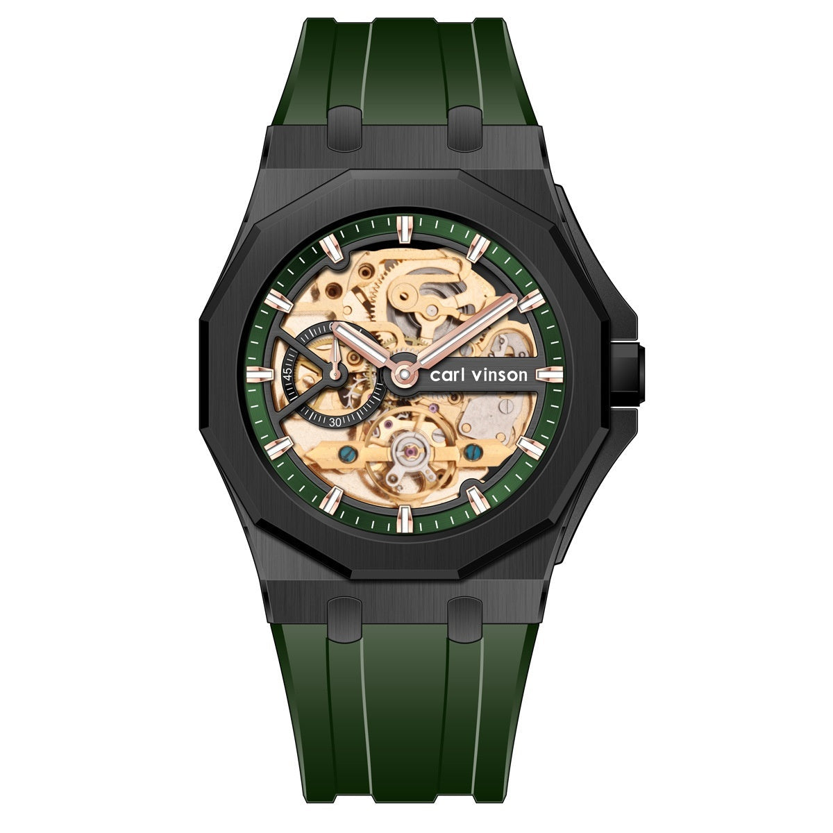 Fully Automatic Luminous Decorative Hollow Silicone-Strap Mechanical Alloy Watch