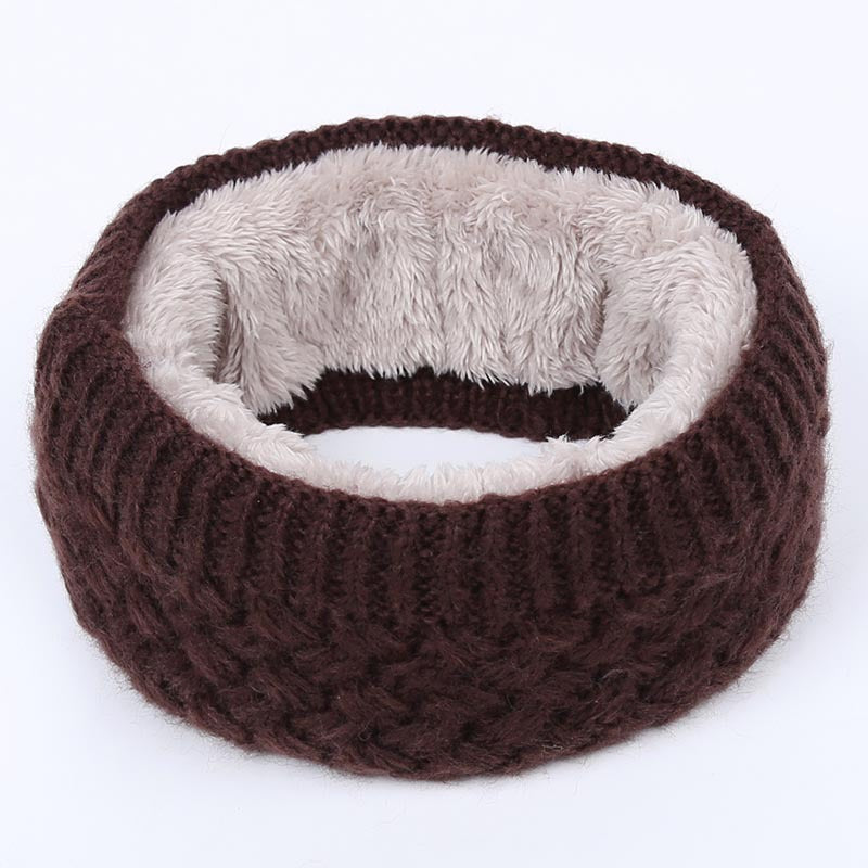 Winter warm men and women bib solid color wool knit plus velvet thick collar European and American scarves