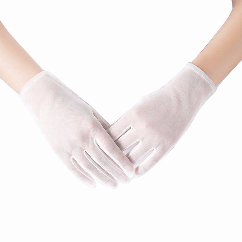Elegant Black Silk Short Gloves Bud Silk Yarn  Gloves
