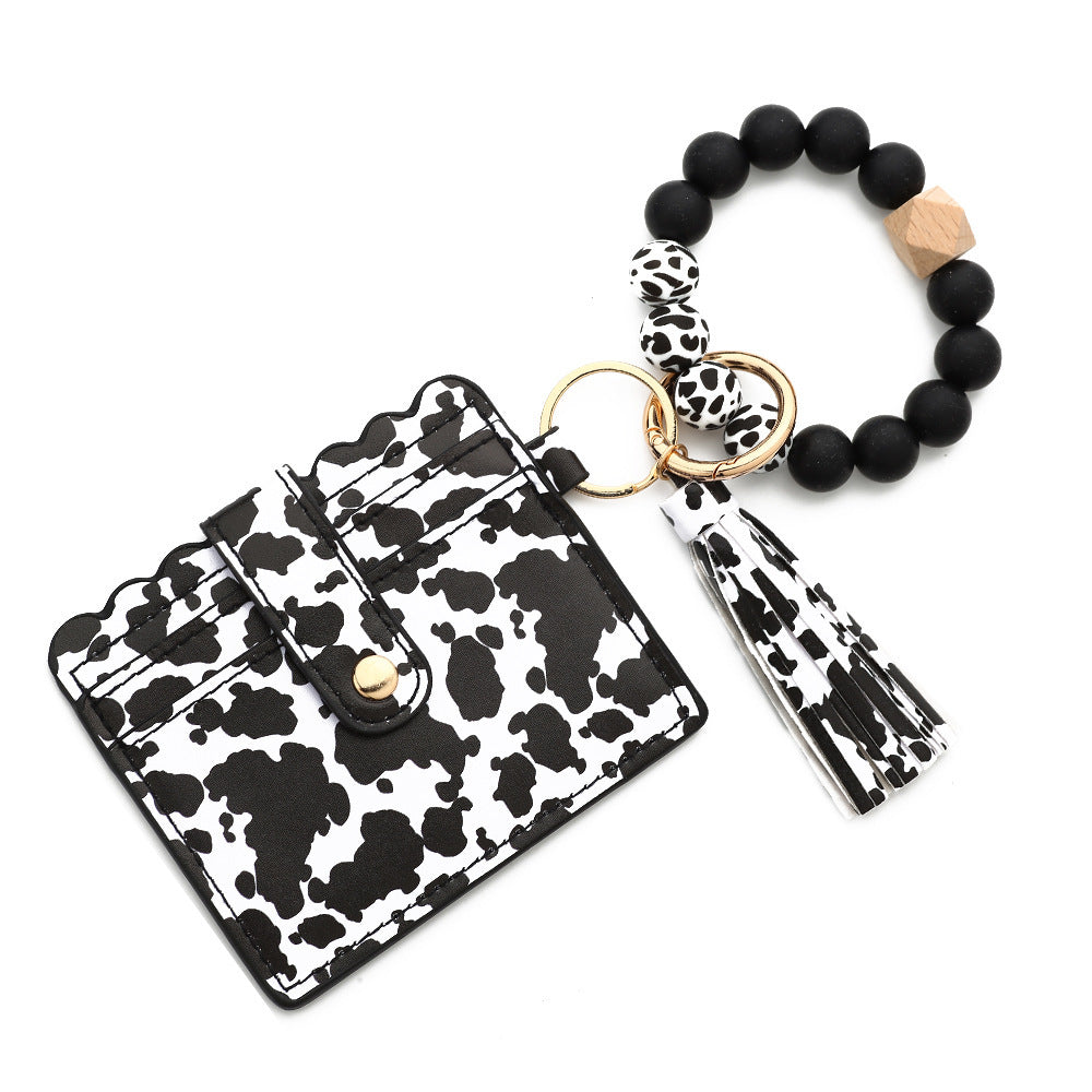 Silicone Beads Bracelet Key Chain Leopard Print