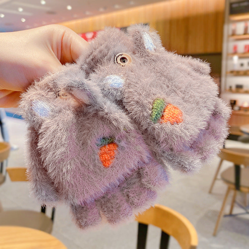 Thicken Five Finger Flip Mittens Baby Gloves For Autumn And Winter