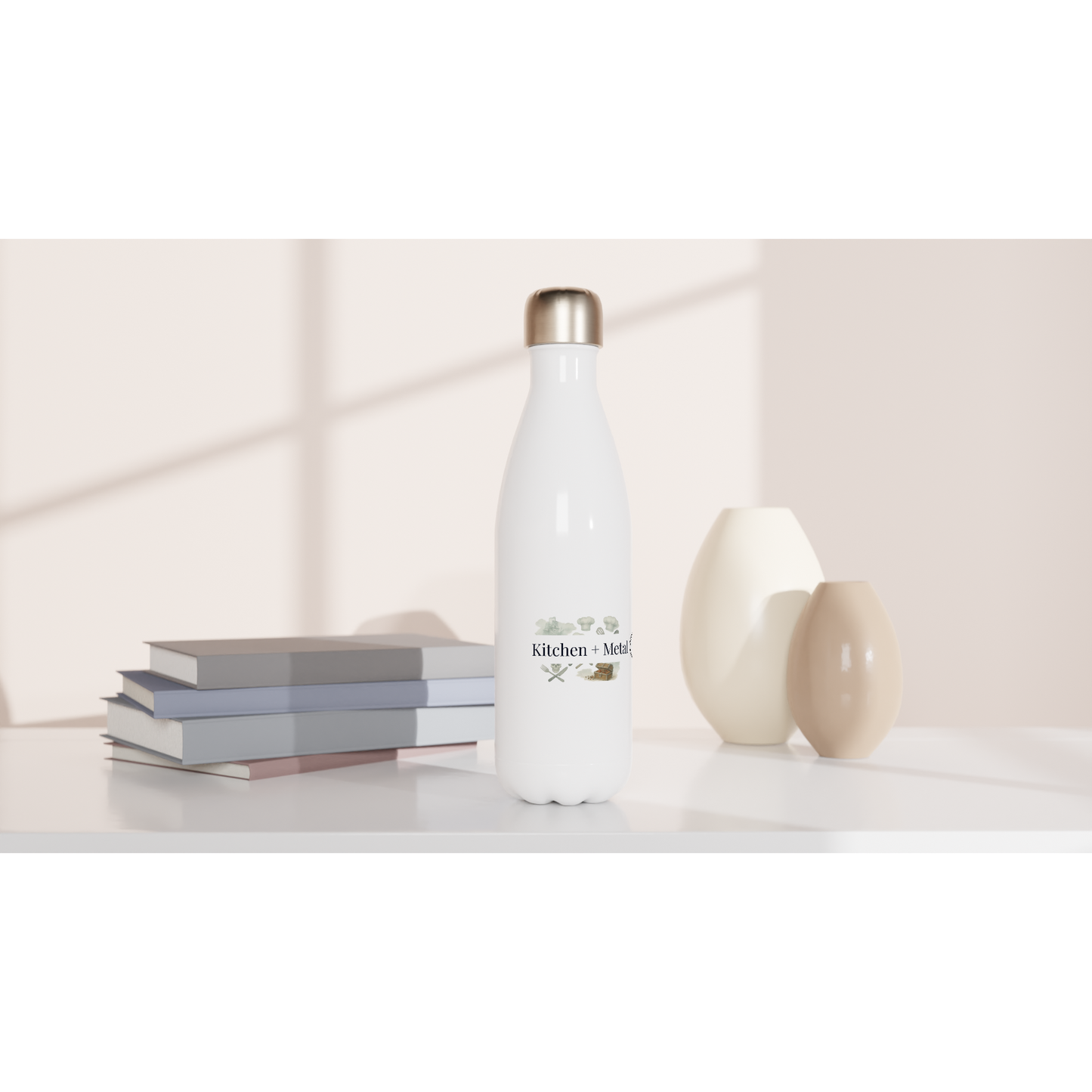 White 12oz Enamel Mug - White 17oz Stainless Steel Water Bottle | Coffee Mugs | Kitchen + Metal