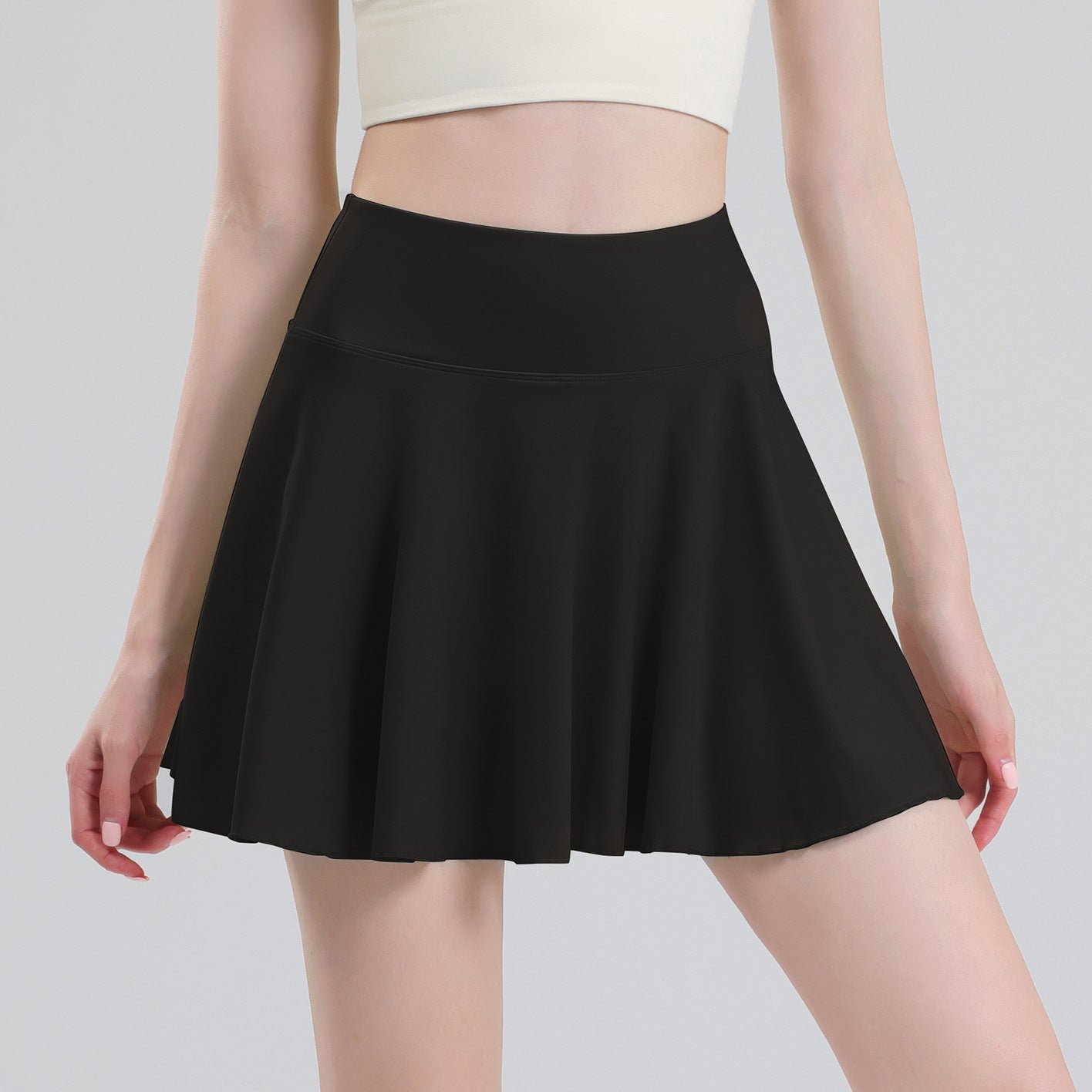 Tennis skirt women's yoga white badminton pleated skirt quick drying anti glare half skirt