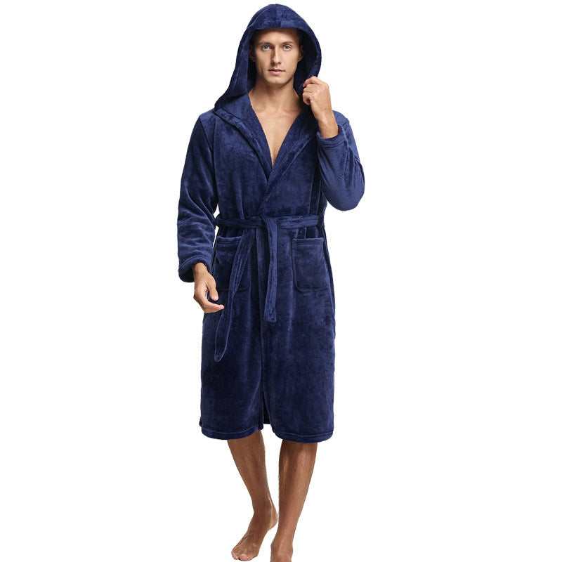 Couple Hooded Flannel Robes For Autumn And Winter