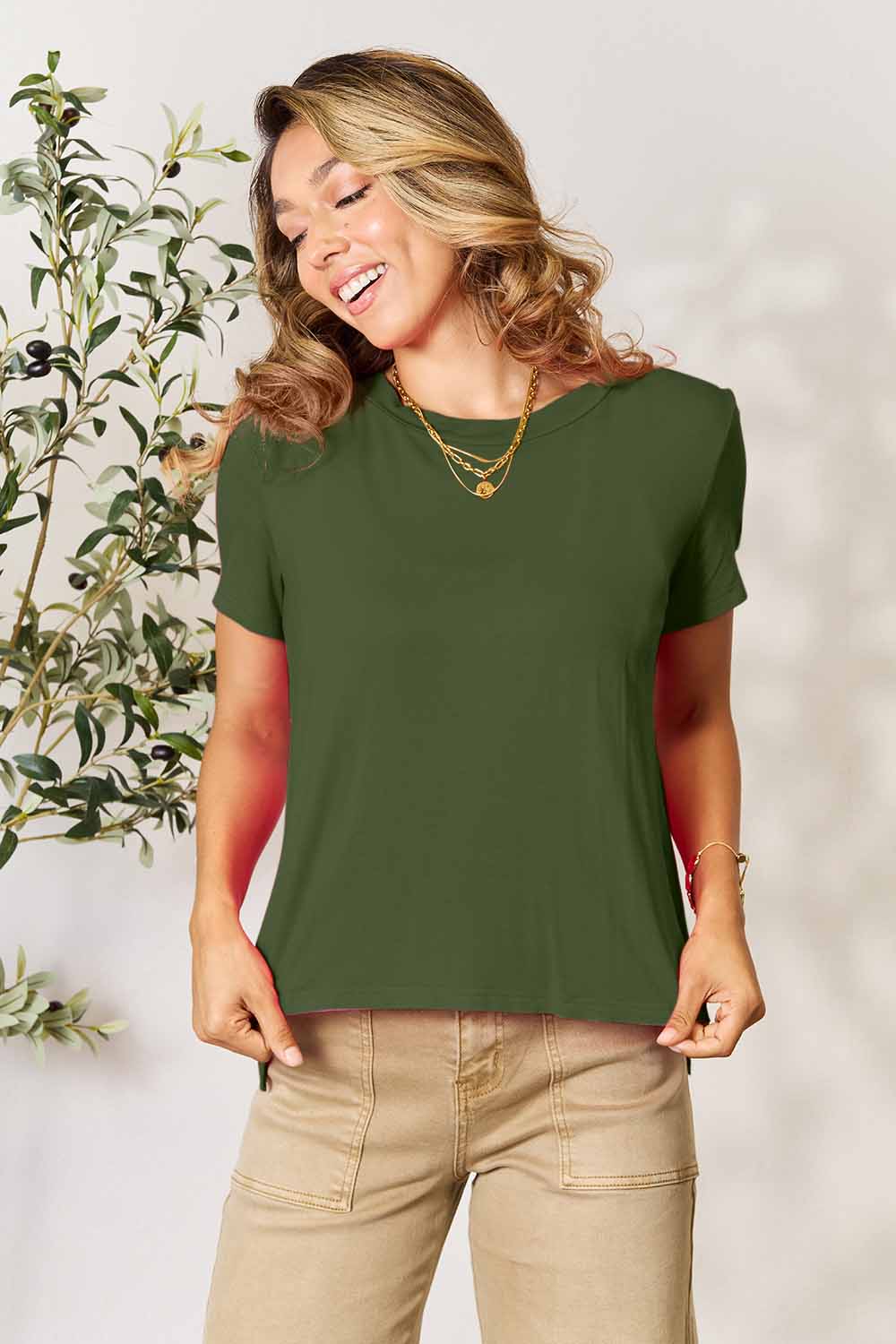 Relaxed Fit Rayon Crewneck Tee