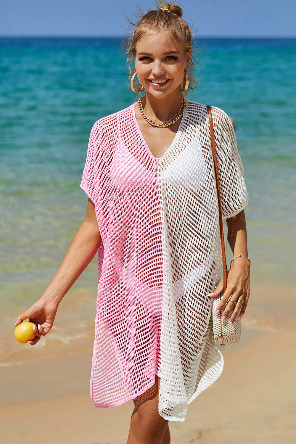 Lightweight Openwork Longline Beach Cover-Up