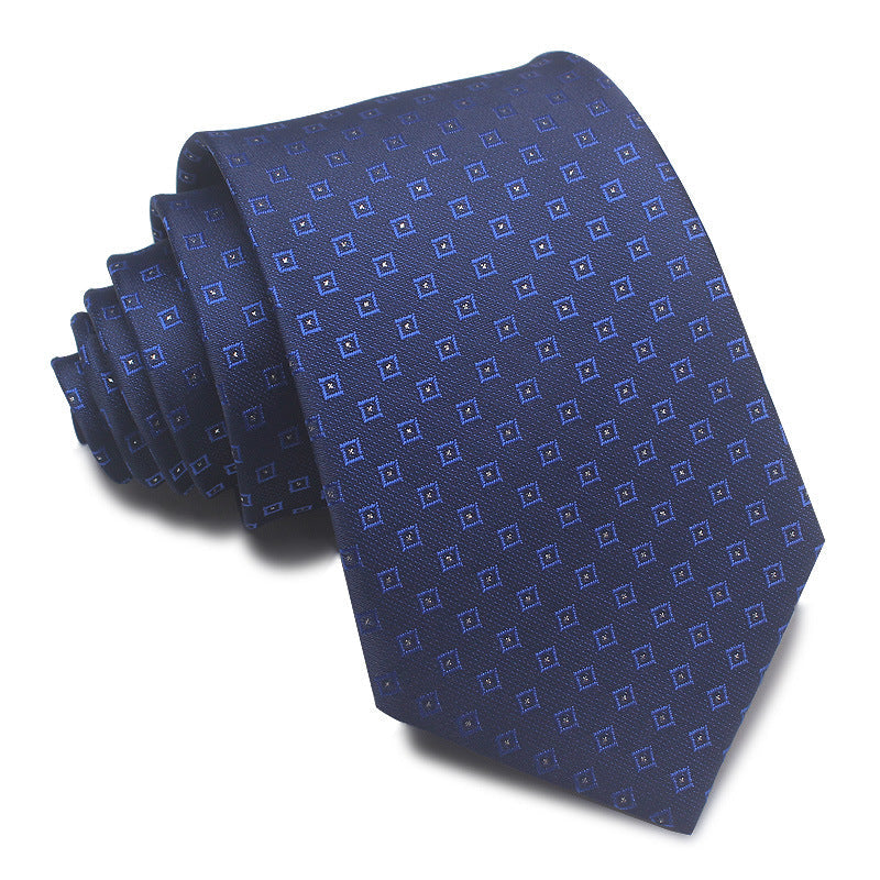8CM Polyester Jacquard Striped Tie Men's Business Formal Red Black Blue