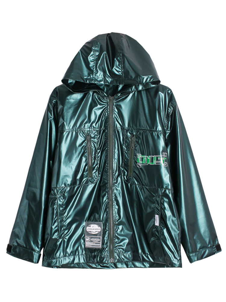 Reflective Work Jacket with Loose Fit and Letter Design