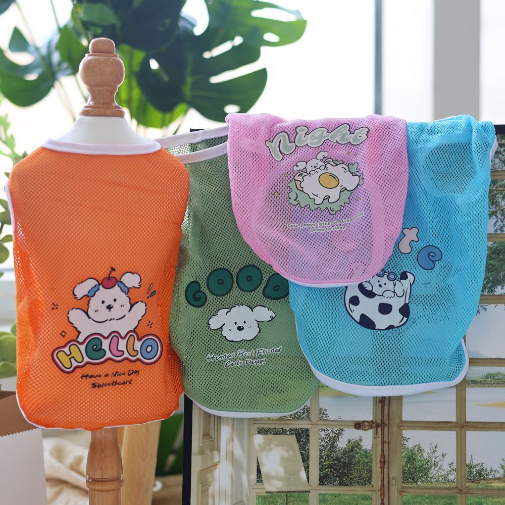 Spring And Summer Grid Pet Cute Cartoon Printed Vest