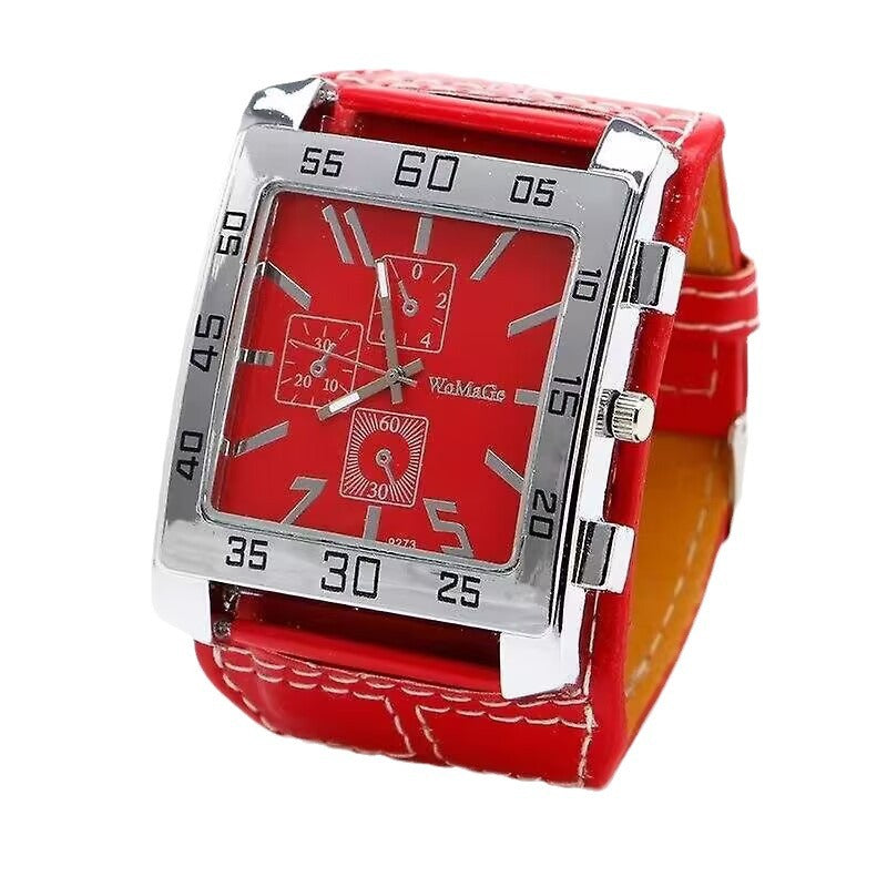 Men's Stylish And Cool Military-style Watch Square Dial Simulated Three-layer Design