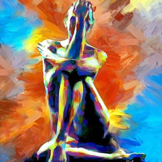 Abstract Woman Nude Oil Painting Sexy Body Art Canvas