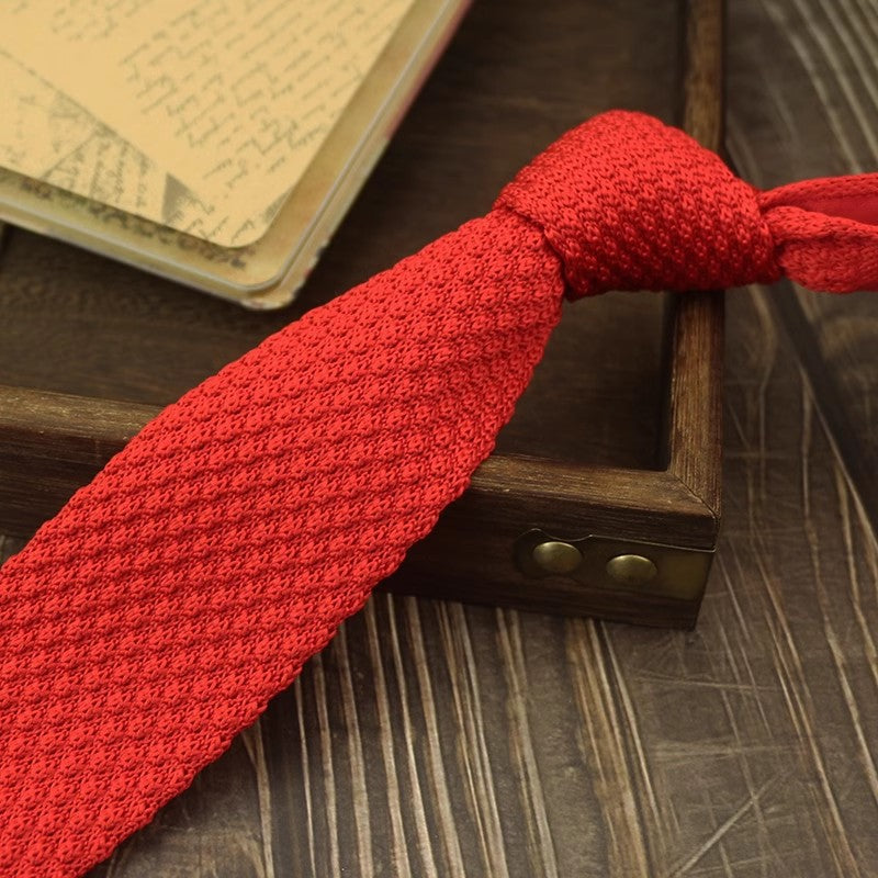 Narrow Woolen College Style Knitted Tie For Men And Women