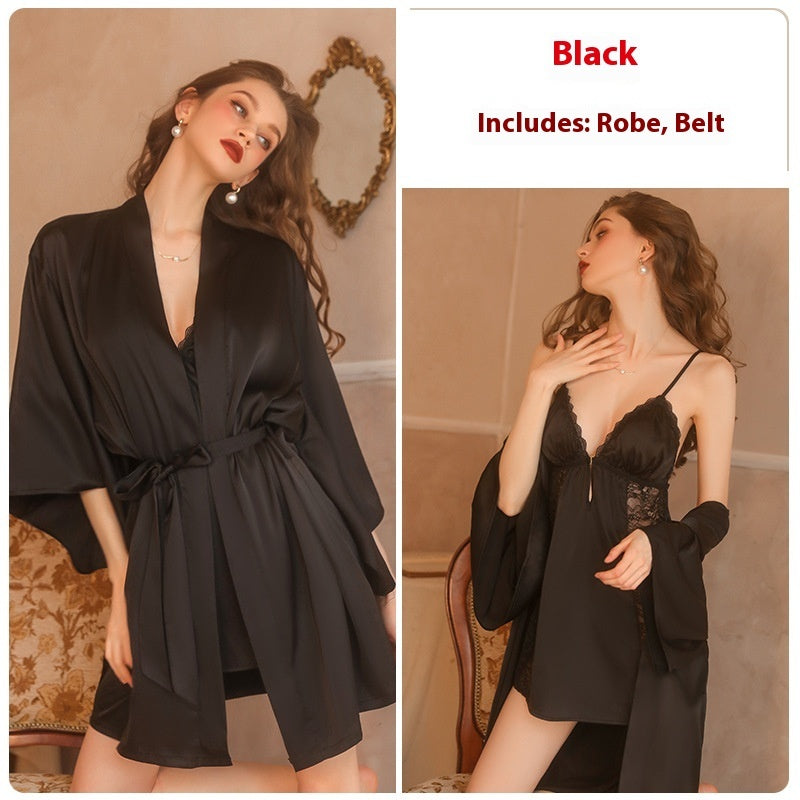 Sexy Pure Desire Sleepwear Lace Solid Color Strap Skirt