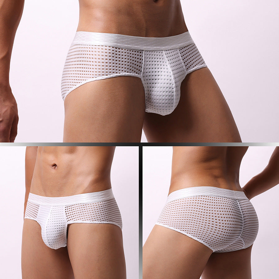 Men's Large Mesh Low Waist Wide Belt Briefs
