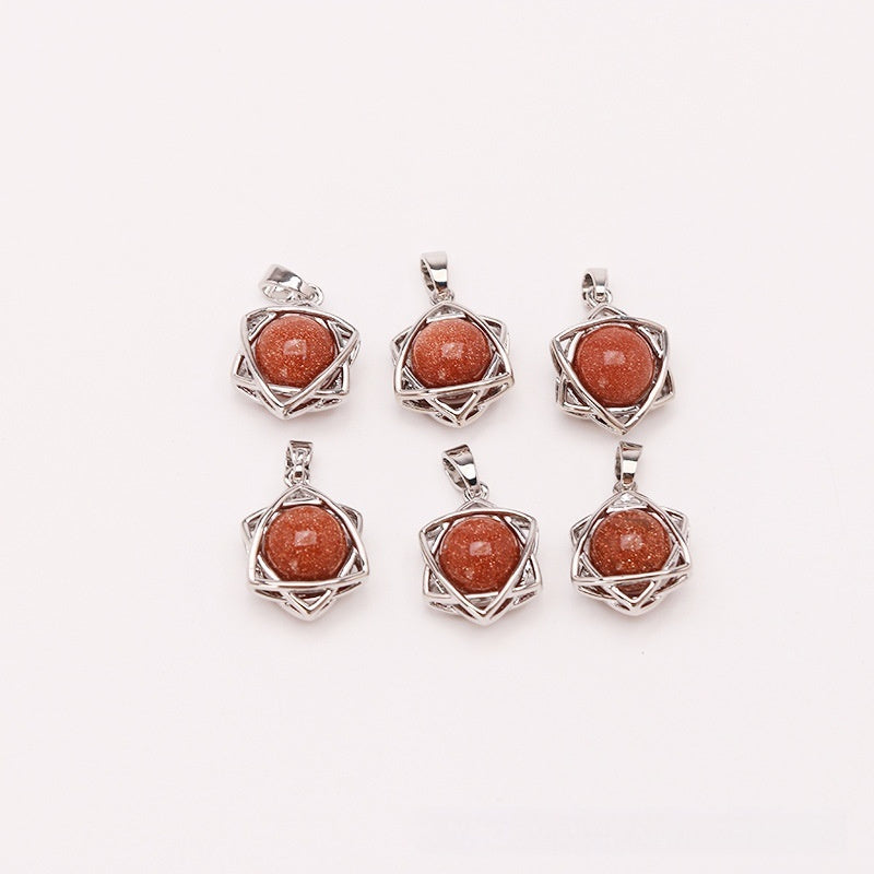 Crystal Aventurine Agate Star Pendant Beads