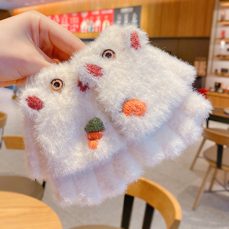 Thicken Five Finger Flip Mittens Baby Gloves For Autumn And Winter
