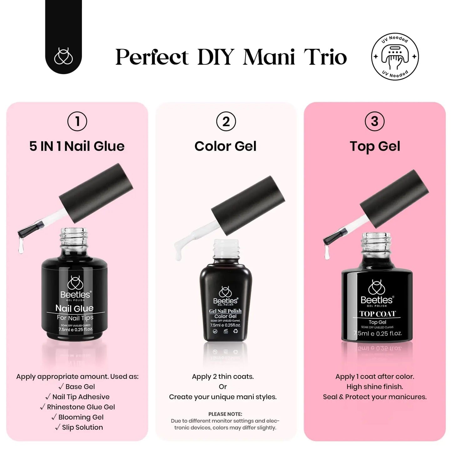 Beetles Gel Nail Kit 600Pcs Medium Almond Nail Tips with Milky White Gel Polish Top Coat, 15 Sizes Soft Clear Gel Nail Tips 5 In 1 Nail Glue Uv Nail Lamp for Nail Extension DIY Nail Salon Gift for Her B-Medium Almond 600pcs(Gel Polish & Top Coat）