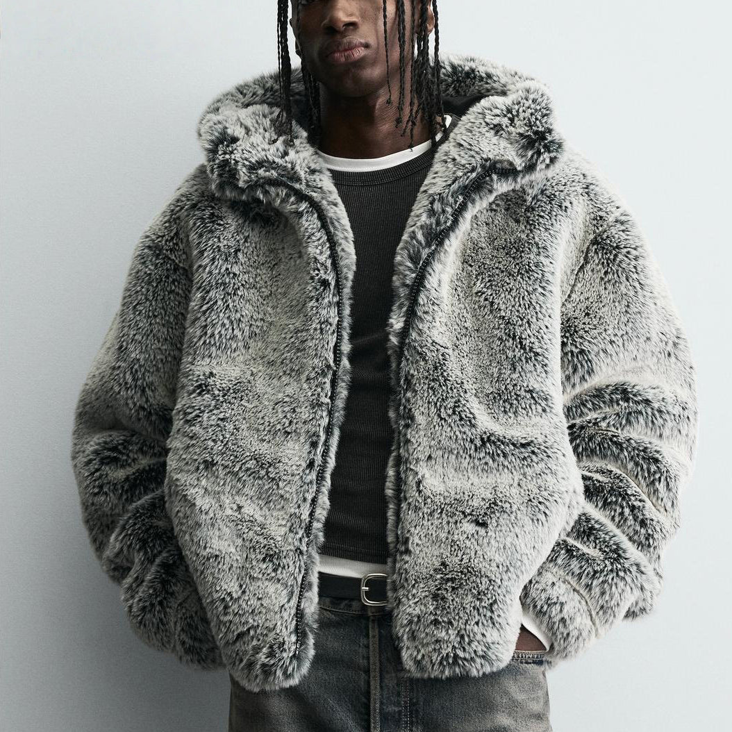 Hooded Faux Fur Jacket Coat