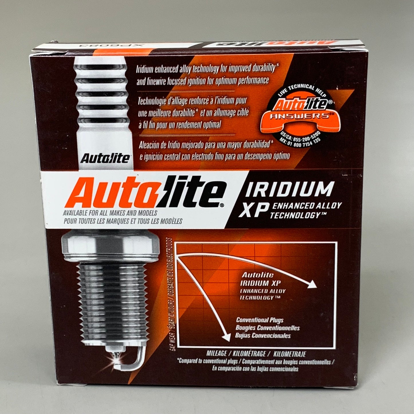 AUTOLITE (4 PACK) Platinum Iridium XP Spark Plug Fine Wire 14mm Thread Dia XP6083