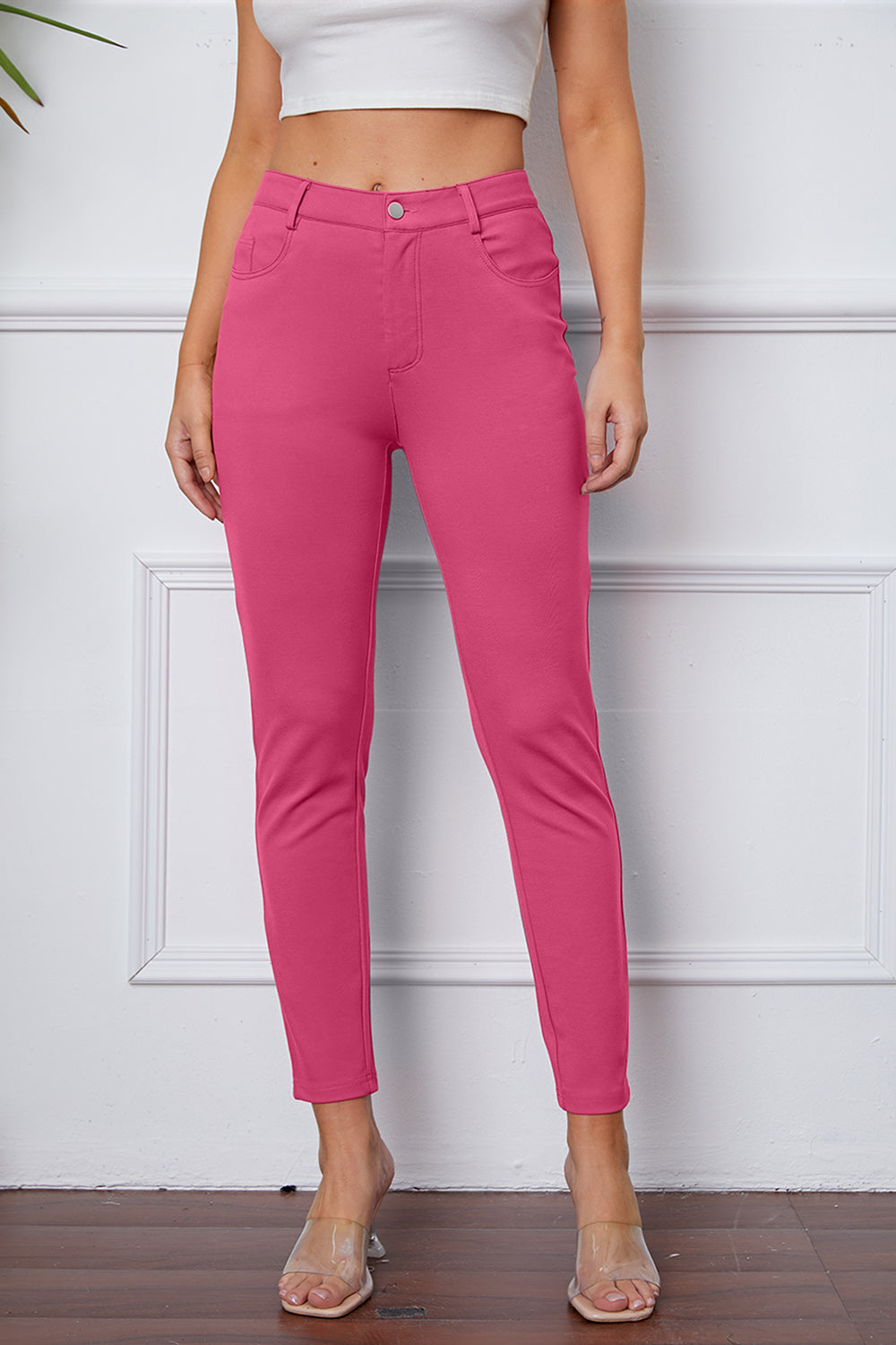 High Waist Stretchy Rayon Blend Pants