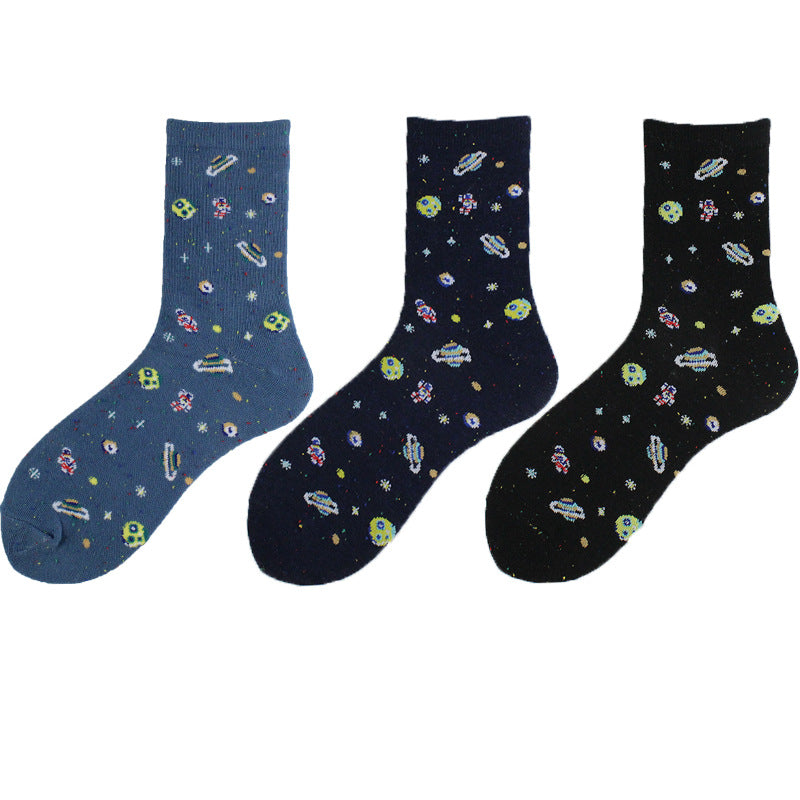 Women's Cotton Socks Cosmic-themed Creative Floor-length Stockings